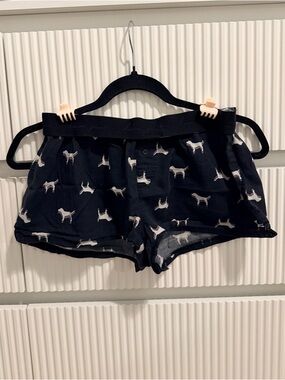 PINK Victoria's Secret Black Pajama Shorts with White Dog Print